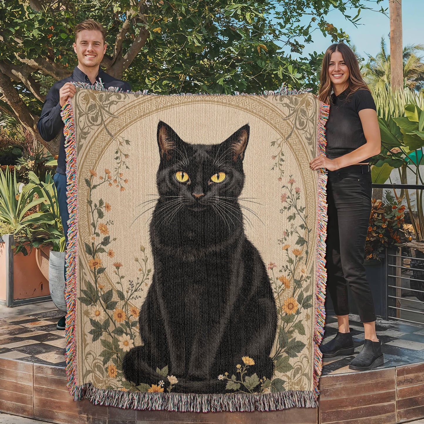 Black Cat Woven Blanket-[Heartfelt Family Gift]