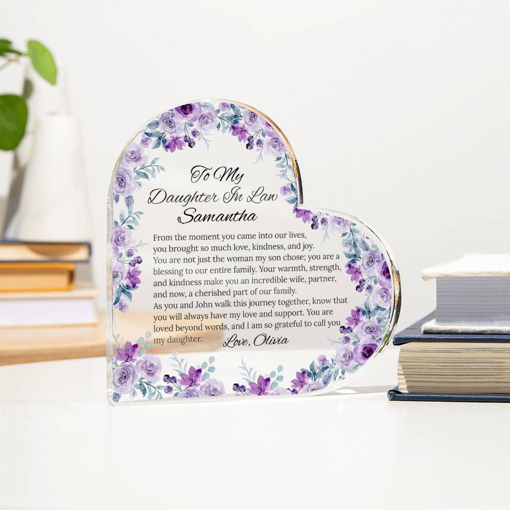Personalized Heart Acrylic Plaque Gift for Daughter-In-Law