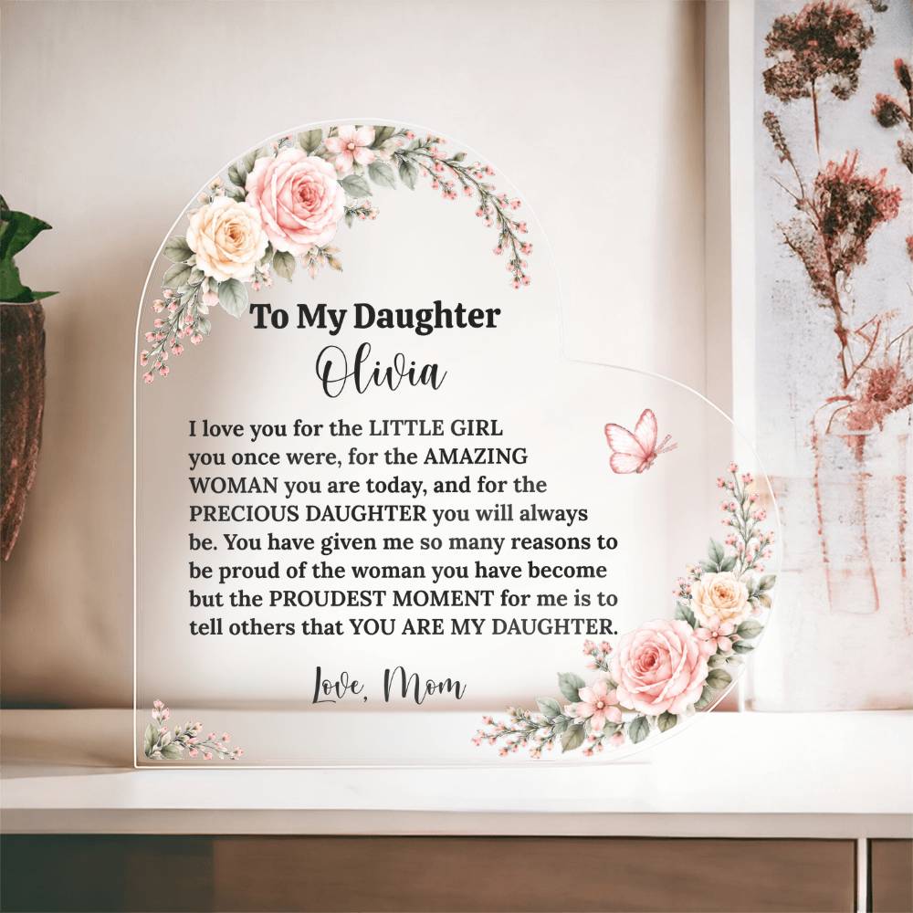 Daughter Acrylic Heart Plaque