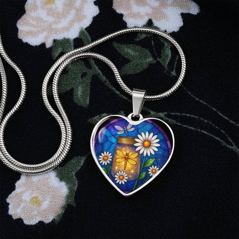 Dragonfy Floral Necklace with Engraving