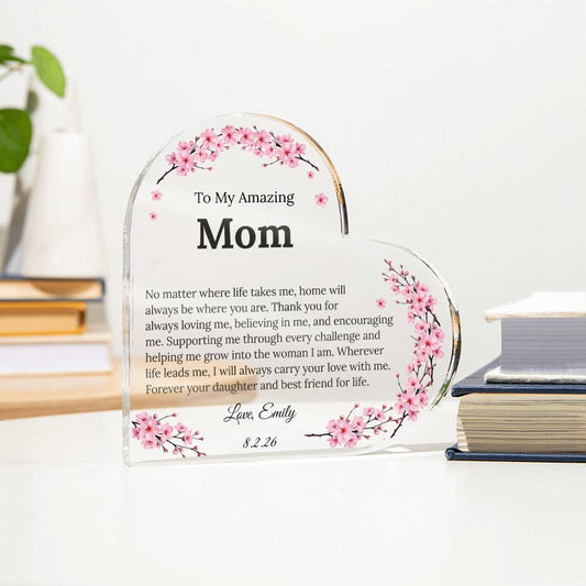 Mom Heart Plaque From Daughter or Son