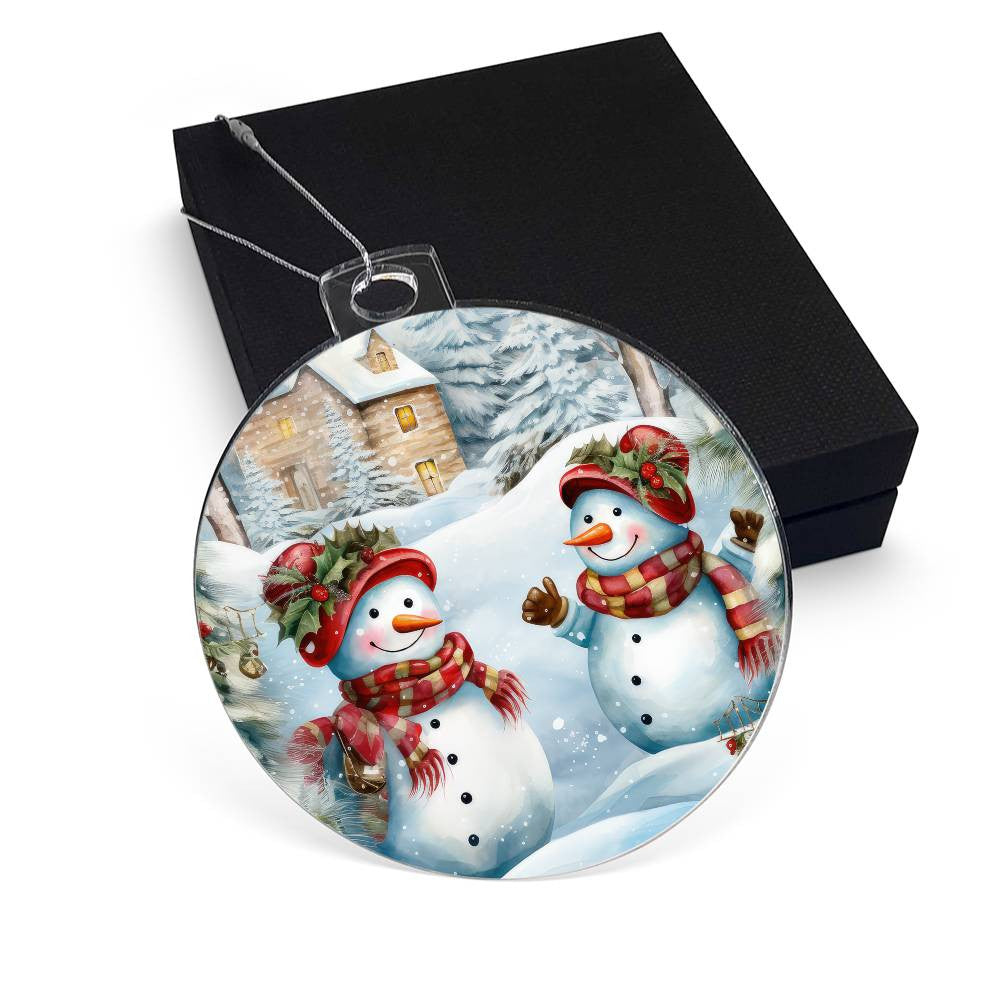 Snowmen Acrylic Christmas Ornament-[Heartfelt Family Gift]