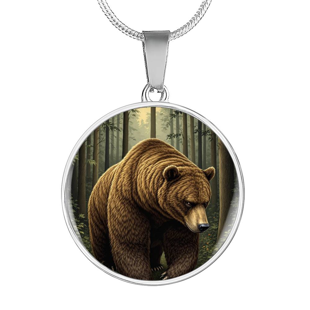 Personalized Brown Bear Pendant Necklace