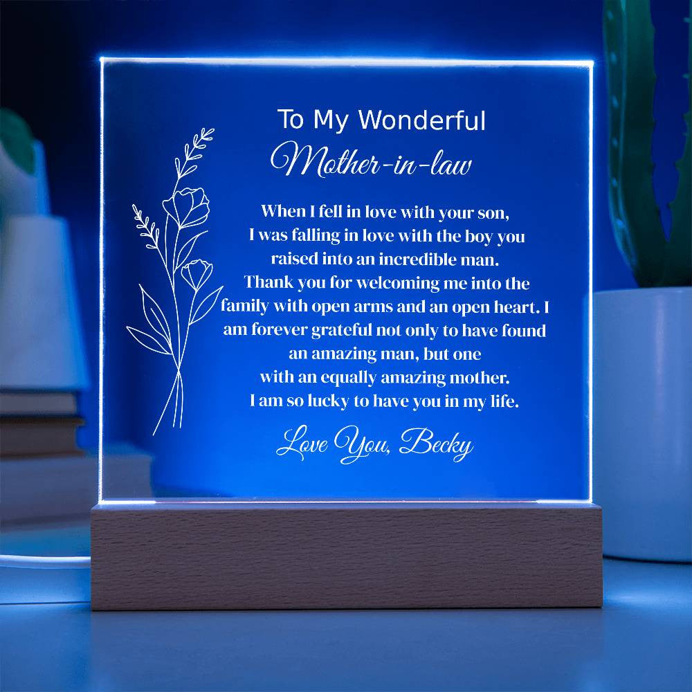 Personalized Mother In Law Lighted Plaque