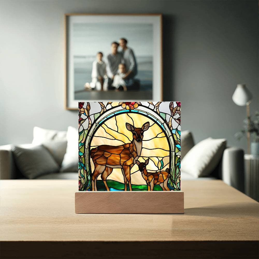 Deer and Foe  Acrylic Square Plaque-[Heartfelt Family Gift]