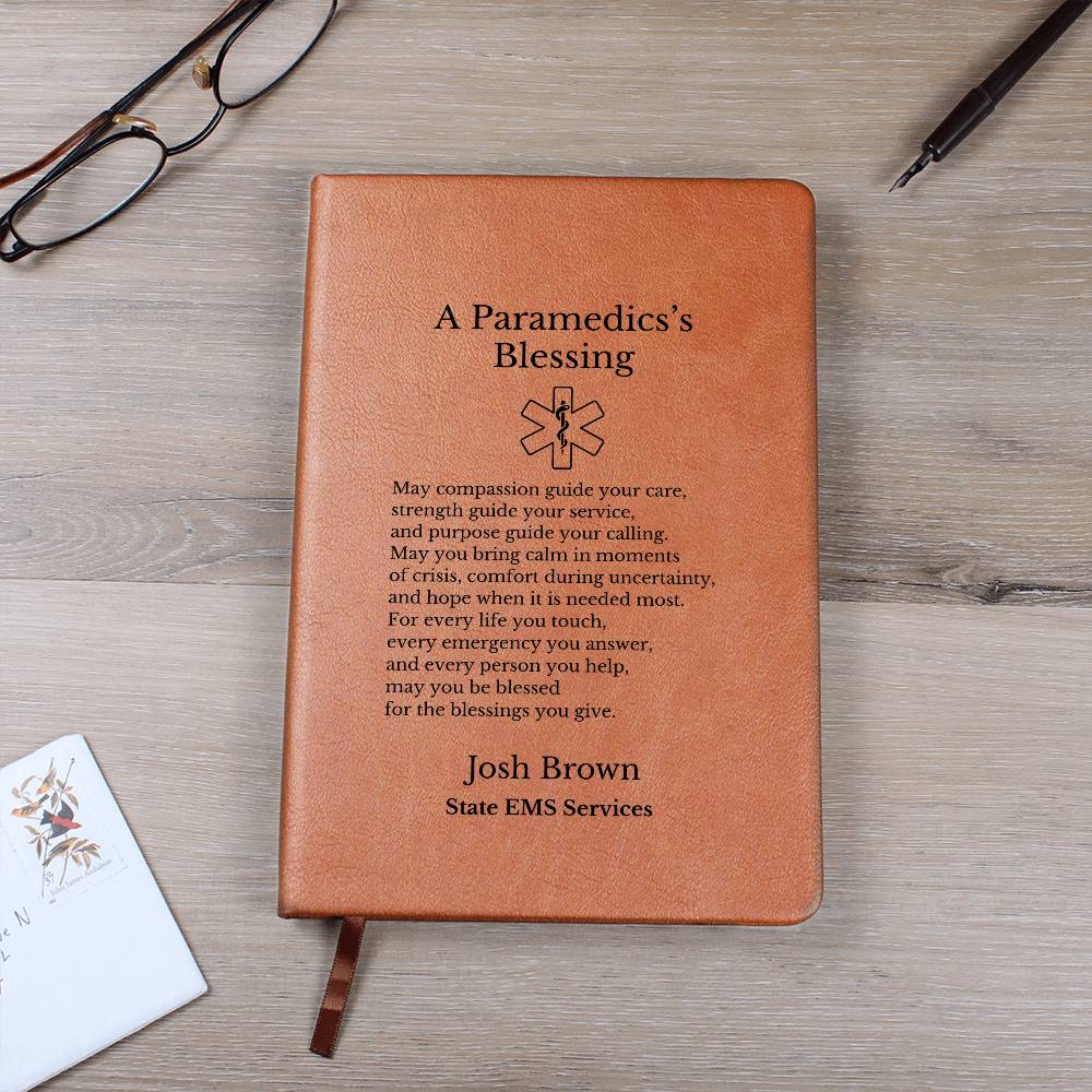 Paramedic EMT Prayer Journal, Vegan Leather Notebook, Personalized Gift for first responders, New job