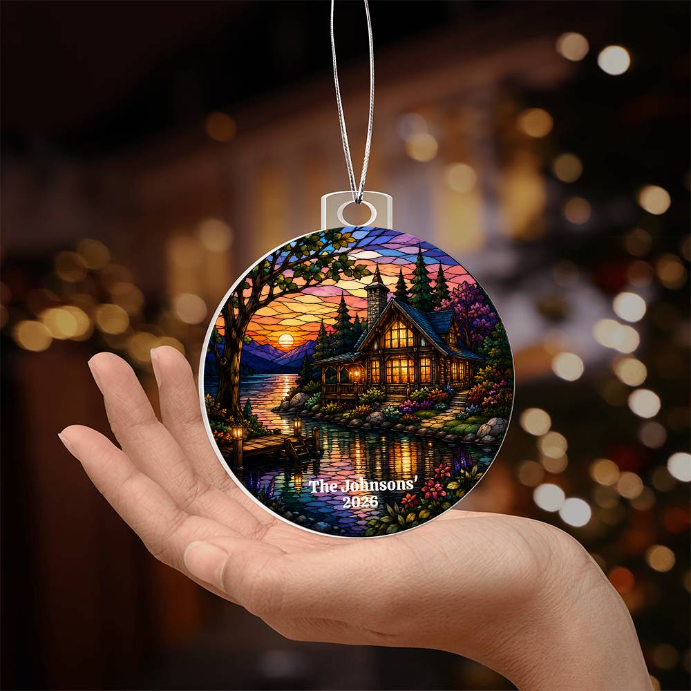 Personalized Lake House Christmas Ornament