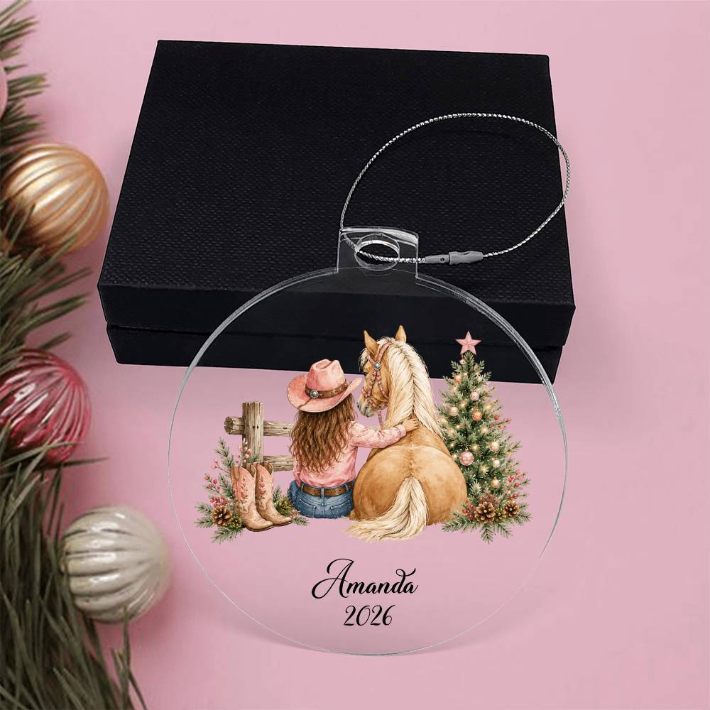 Personalized Cowgirl Horse Ornament