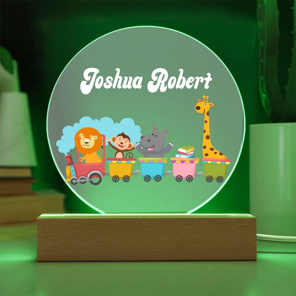 Safari Train Personalized Name Acrylic LED Nightlight-[Heartfelt Family Gift]