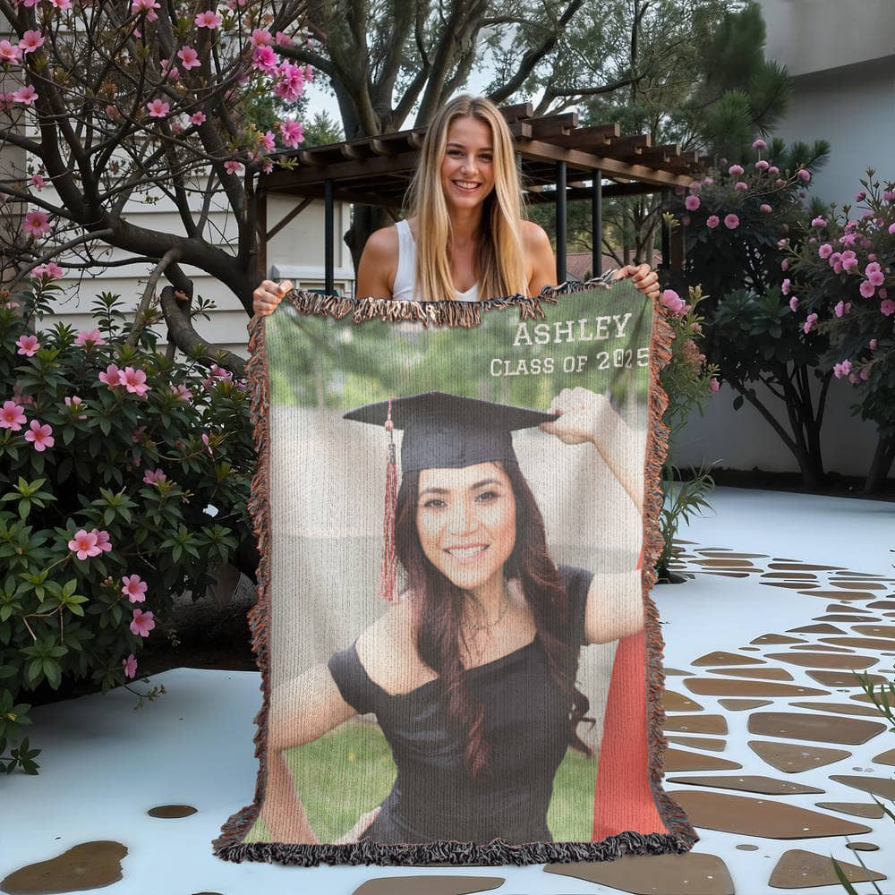 Graduation Blanket Woven Cotton Throw-[Heartfelt Family Gift]