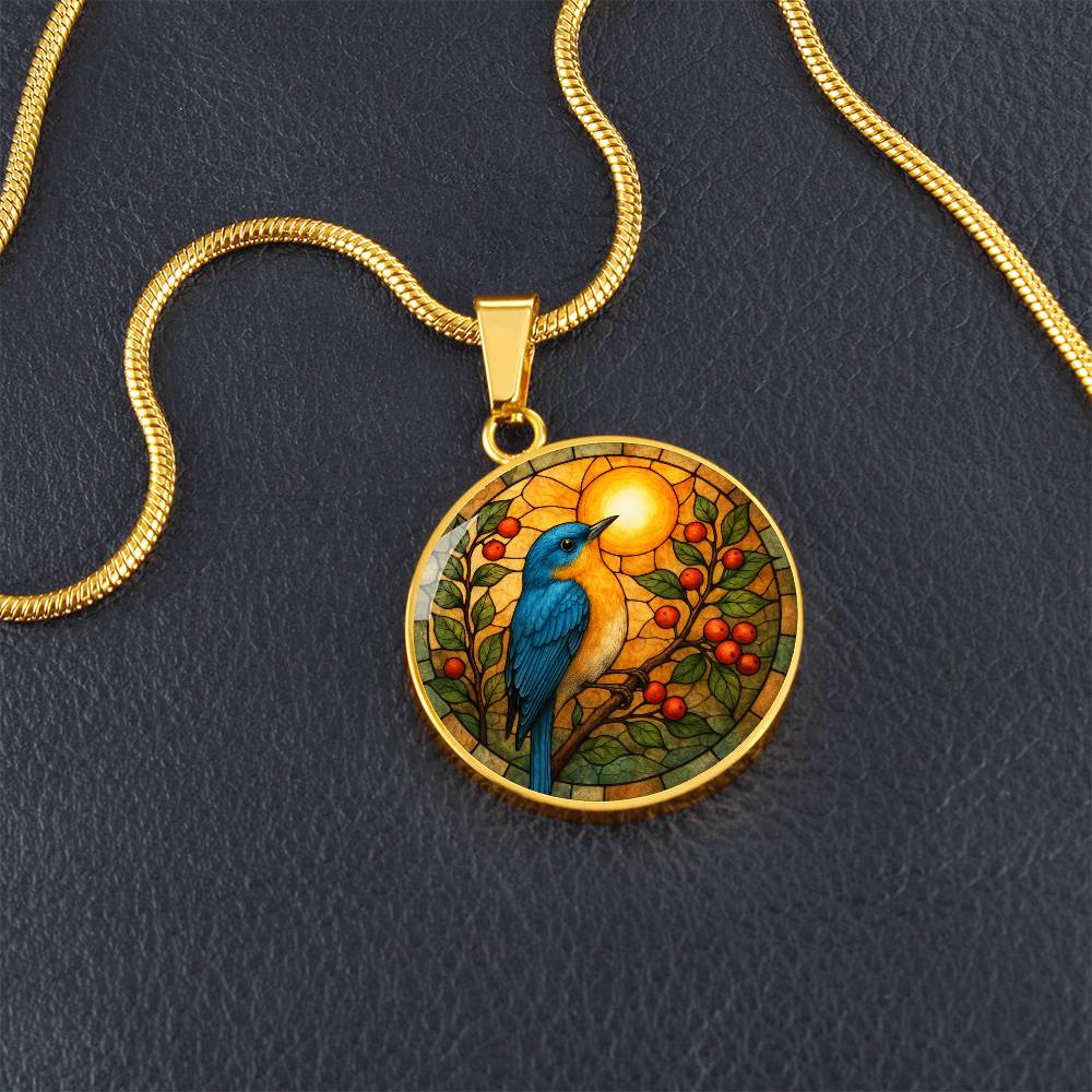Bluebird Floral Necklace with Engraving