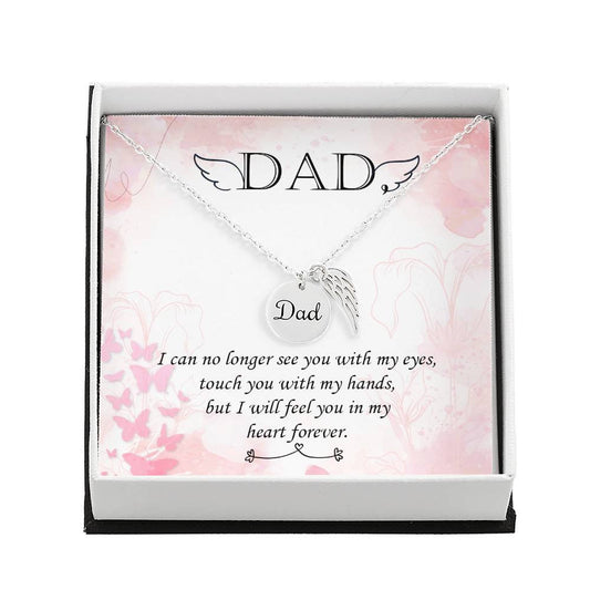 dad Memorial Necklace Angel Wing Charm-[Heartfelt Family Gift]