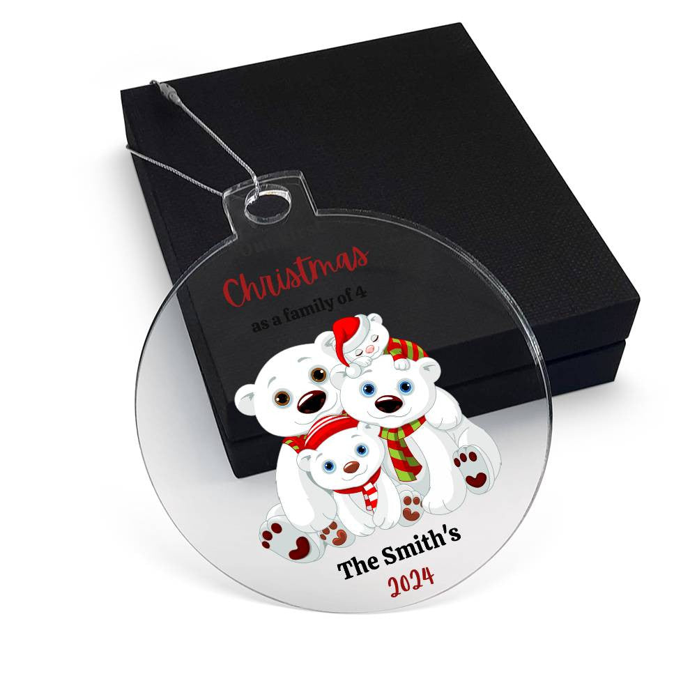 1st Christmas as a family of 4 Polar Bear Ornament-[Heartfelt Family Gift]