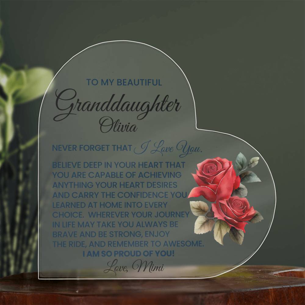 Personalized Granddaughter Acrylic Heart Plaque