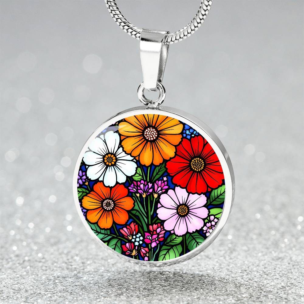 Floral Necklace with Engraving