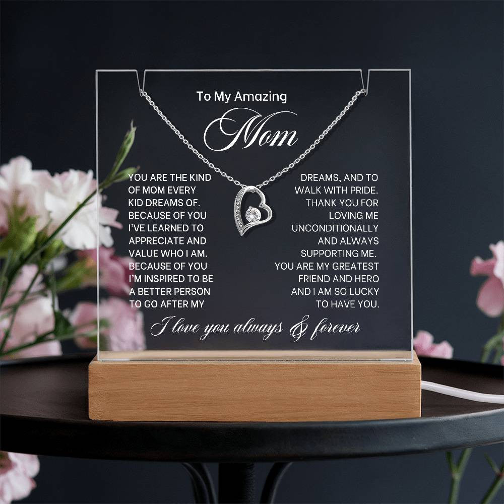 Mom Lighted Jewelry Holder with Necklace Gift Set-[Heartfelt Family Gift]