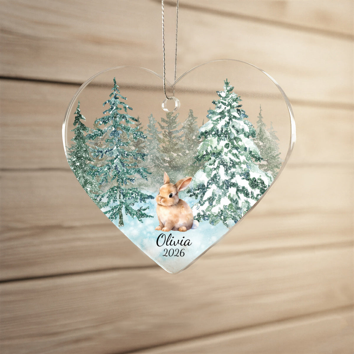 Bunny Woodland Heart Christmas Ornament for Kids
