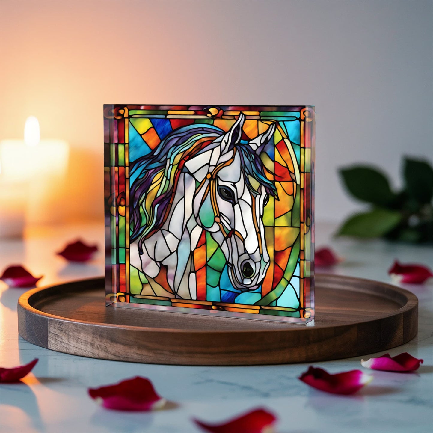 Horse Stained Glass Style Acrylic Decor