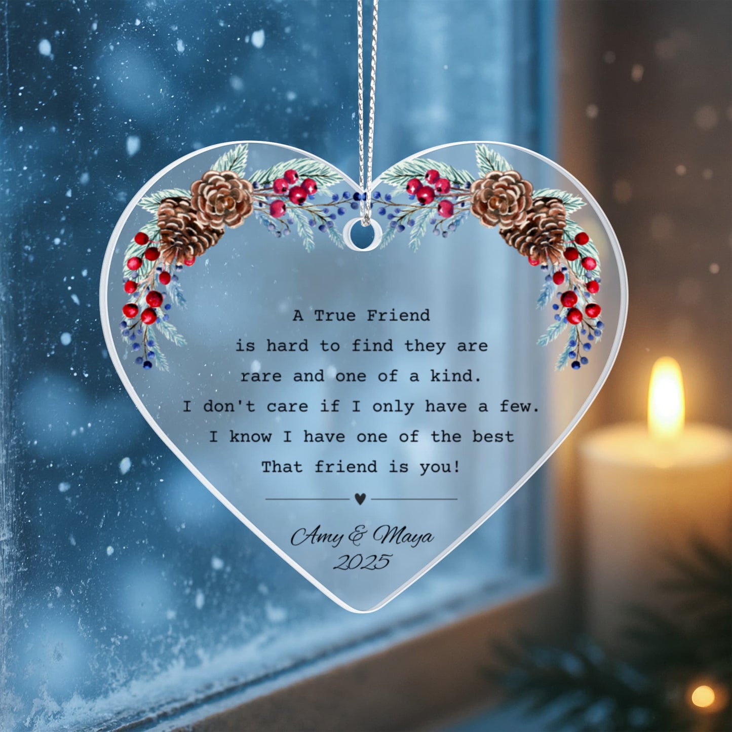 Friend Acrylic Heart Ornament