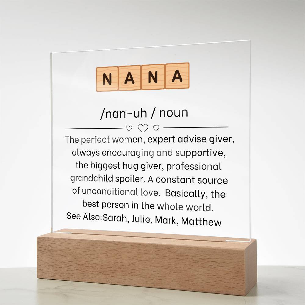 Custom Nana Acrylic Plaque Gift for Grandmother
