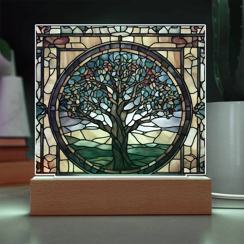 Tree of Life Acrylic Square Plaque-[Heartfelt Family Gift]