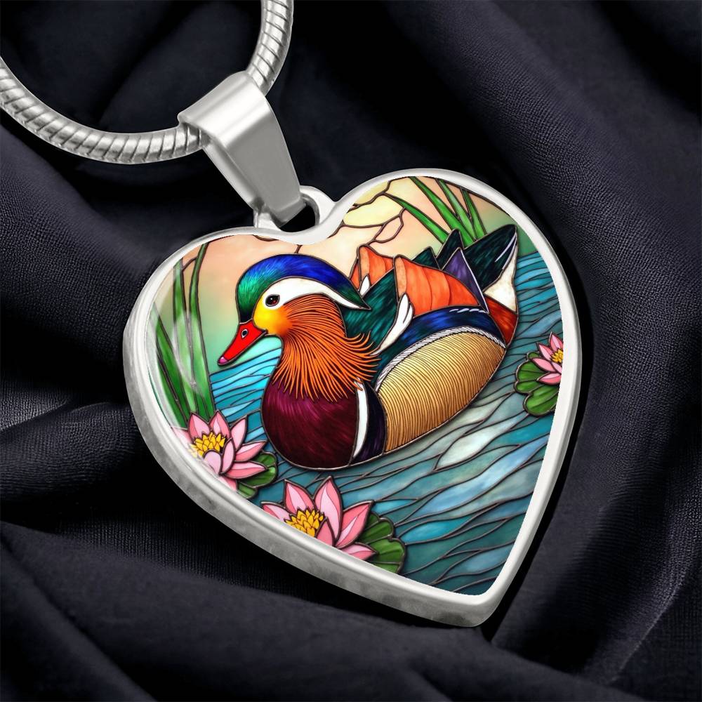 Lotus Mallard Duck Necklace with Engraving