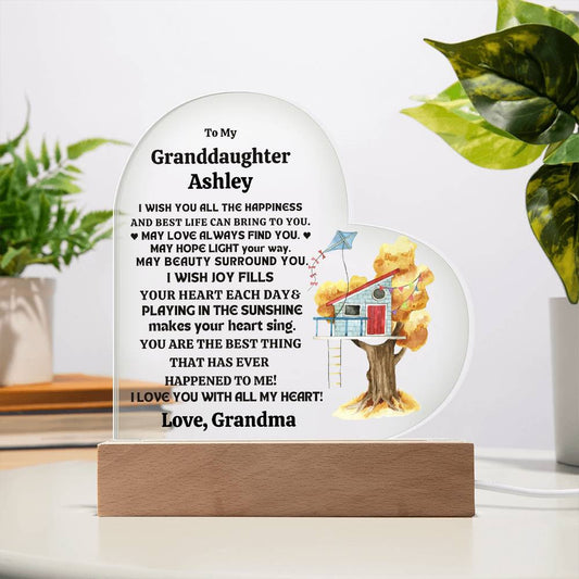 Granddaughter  Personalized LED  Heart Plaque-[Heartfelt Family Gift]