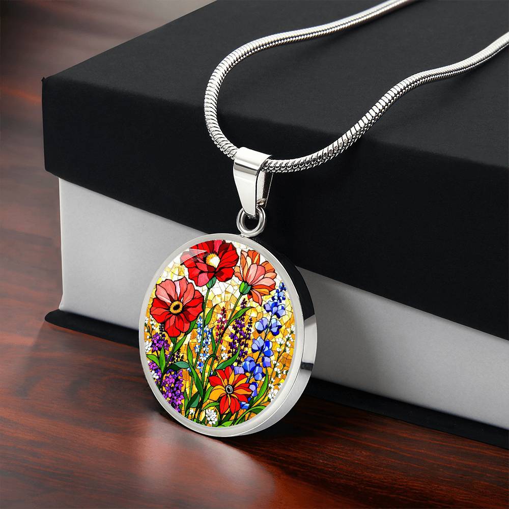 Poppies Floral Pendant Necklace