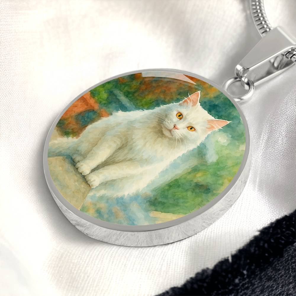 Personalized Watercolor Dog Portrait Necklace with Engraving