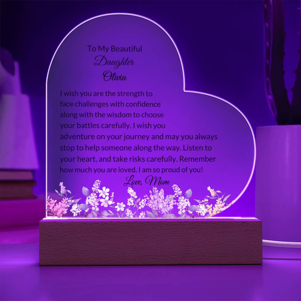 Daughter Personalized LED  Heart Plaque