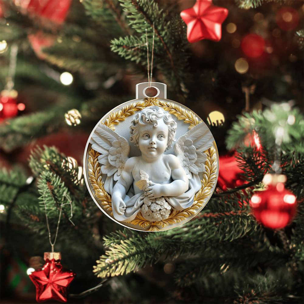 Cherub  Acrylic Christmas Ornament-[Heartfelt Family Gift]