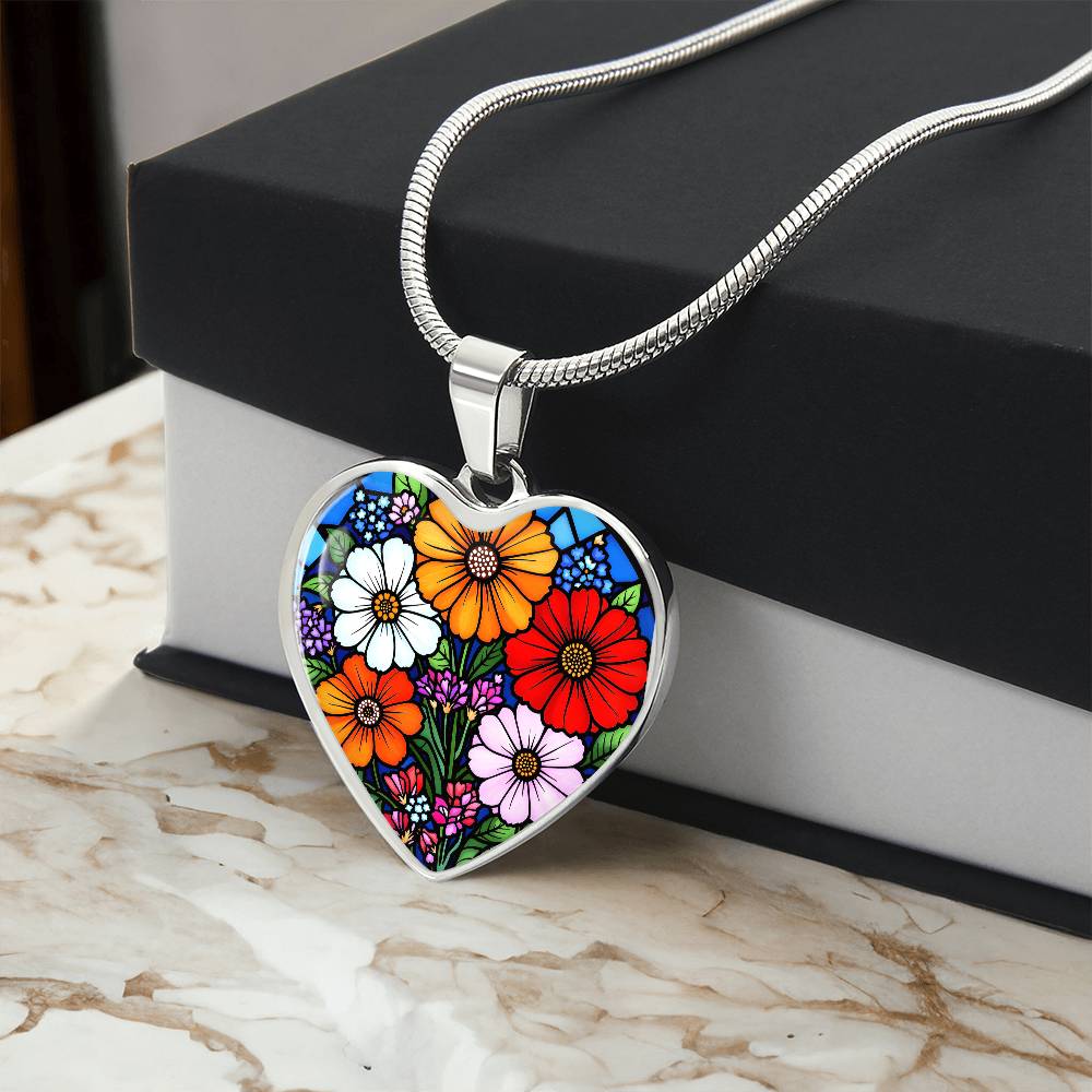 Floral Necklace with Engraving