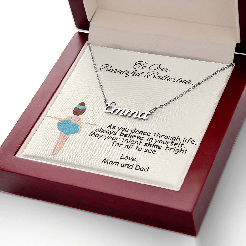 Ballerina Name Necklace with Custom Ballerina-[Heartfelt Family Gift]