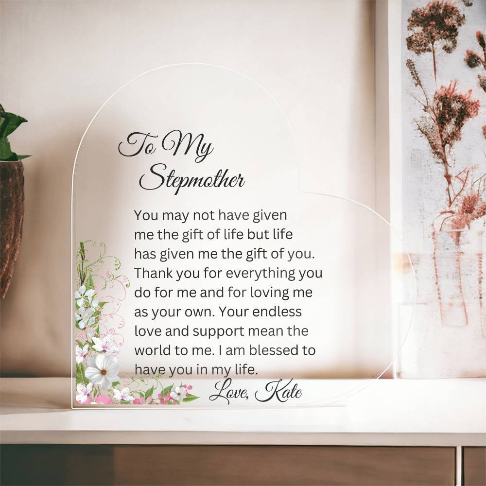To My Stepmom Acrylic Heart Gift-[Heartfelt Family Gift]