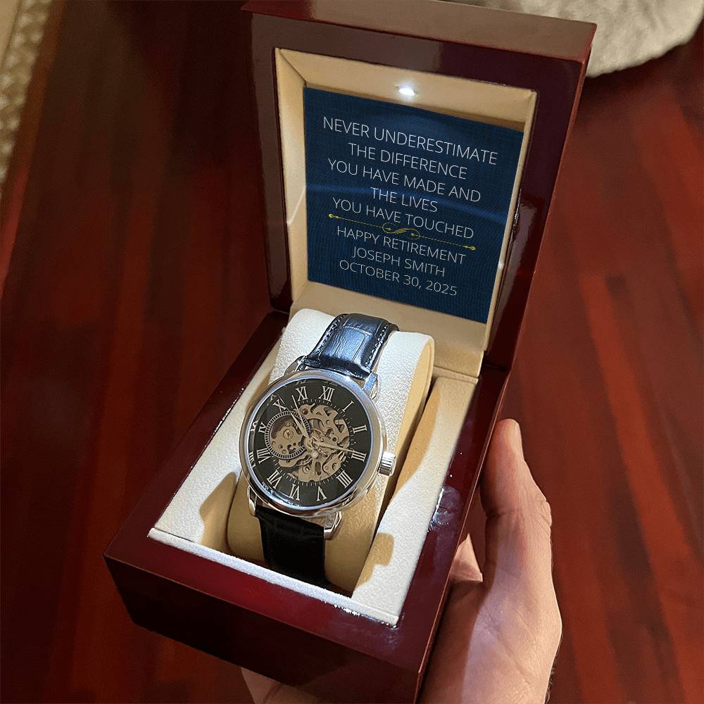 Personalized Retirement Men's Mechanical Watch with LED Gift Box