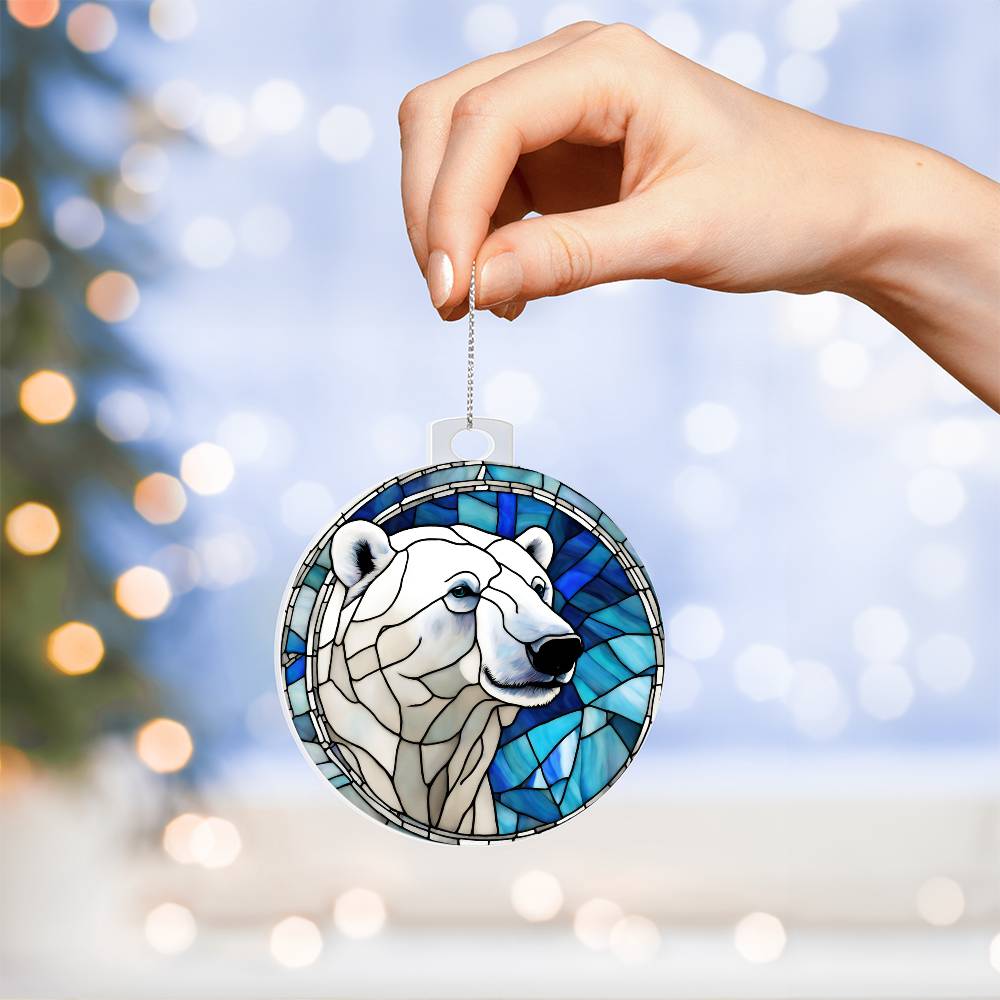 Polar Bear Stained Glass Ornament