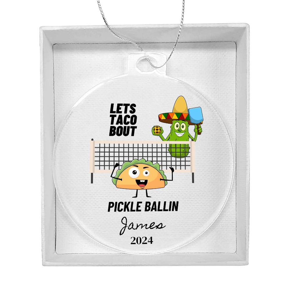 Funny PIckleball Acrylic Christmas Ornament-[Heartfelt Family Gift]