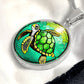 Sea Turtle Round Pendant Necklace in Gold or silver-[Heartfelt Family Gift]