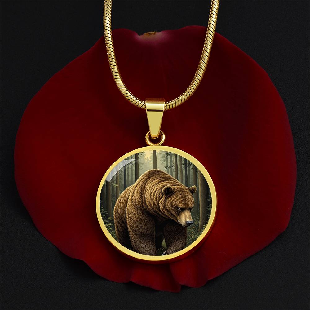 Personalized Brown Bear Pendant Necklace