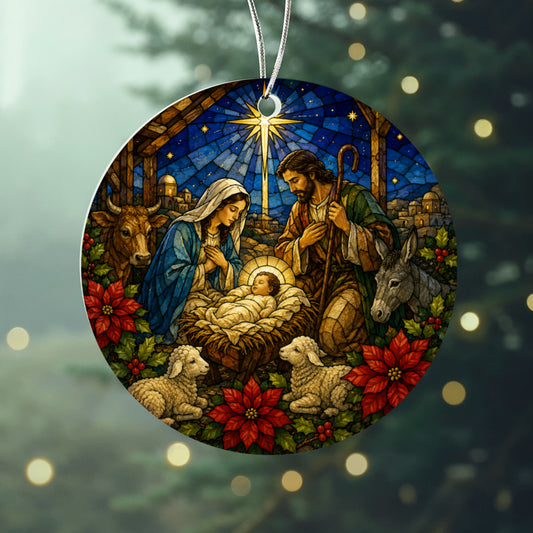 Baby Jesus Nativity Ornament, Christmas Tree Decor, Acrylic Holiday Ornament, Religious Gift, Nativity Scene Ornament
