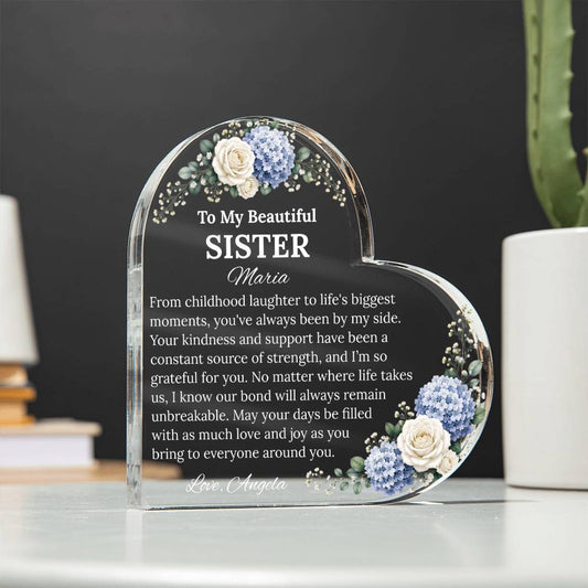 Sister Heart Acrylic Plaque Gift