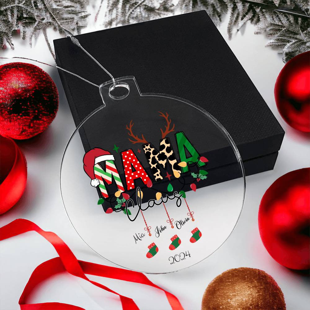 Mama Claus Acrylic Ornament for Mom-[Heartfelt Family Gift]