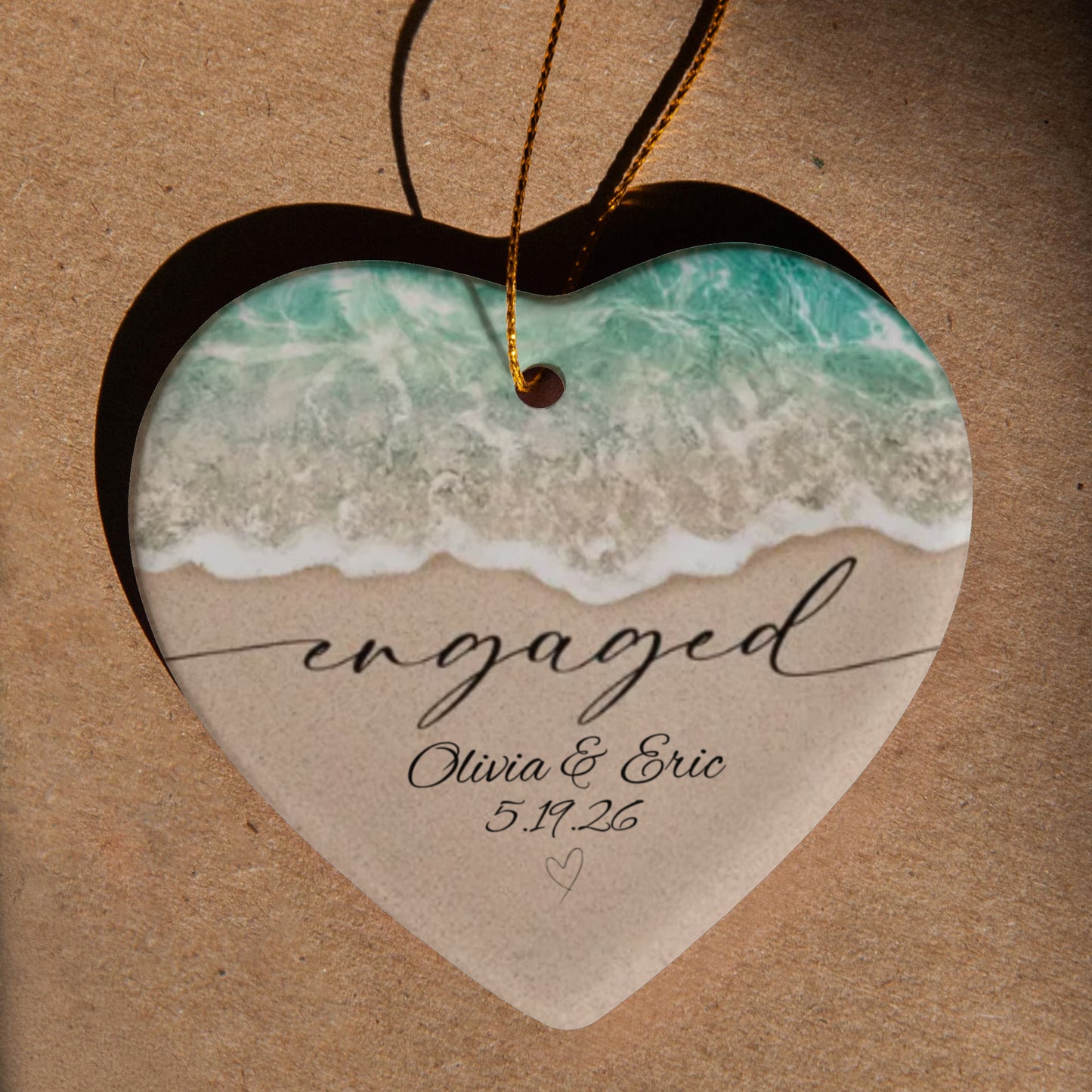 Personalized Engagement Ceramic Heart Ornament