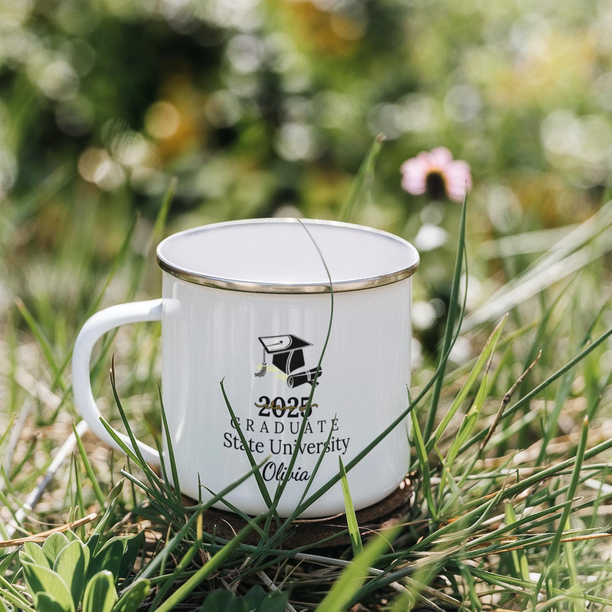 Personalized Graduation 12oz Enamel Camping Mug-[Heartfelt Family Gift]