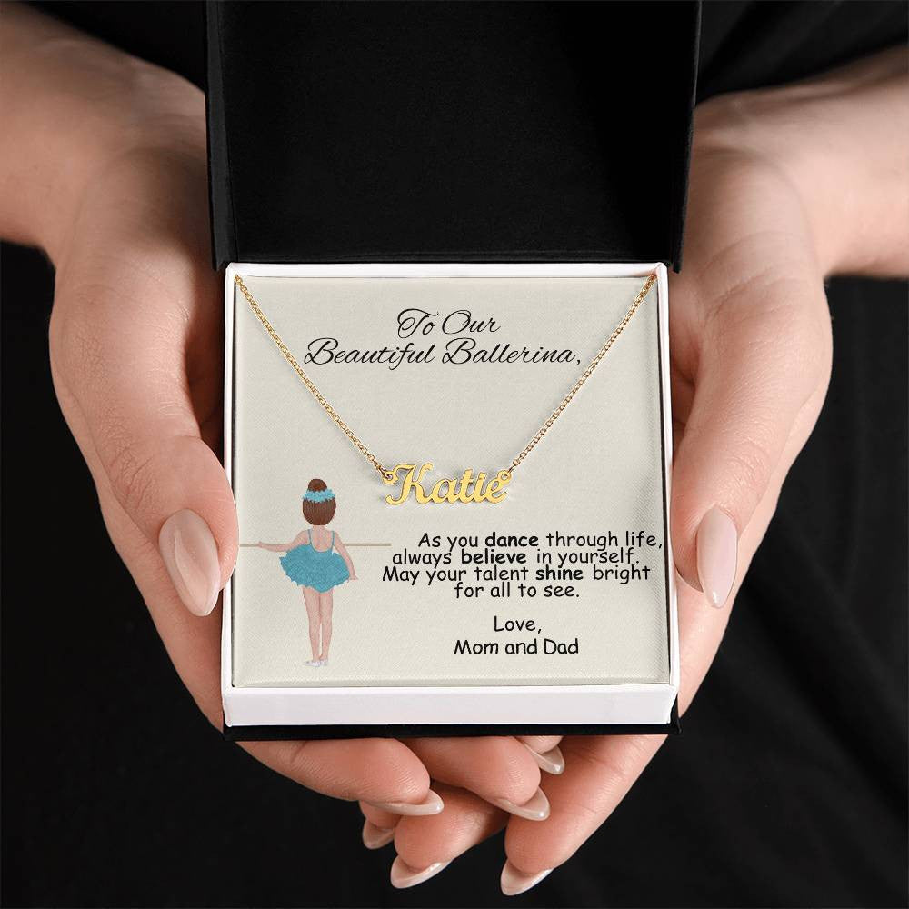 Ballerina Name Necklace with Custom Ballerina-[Heartfelt Family Gift]