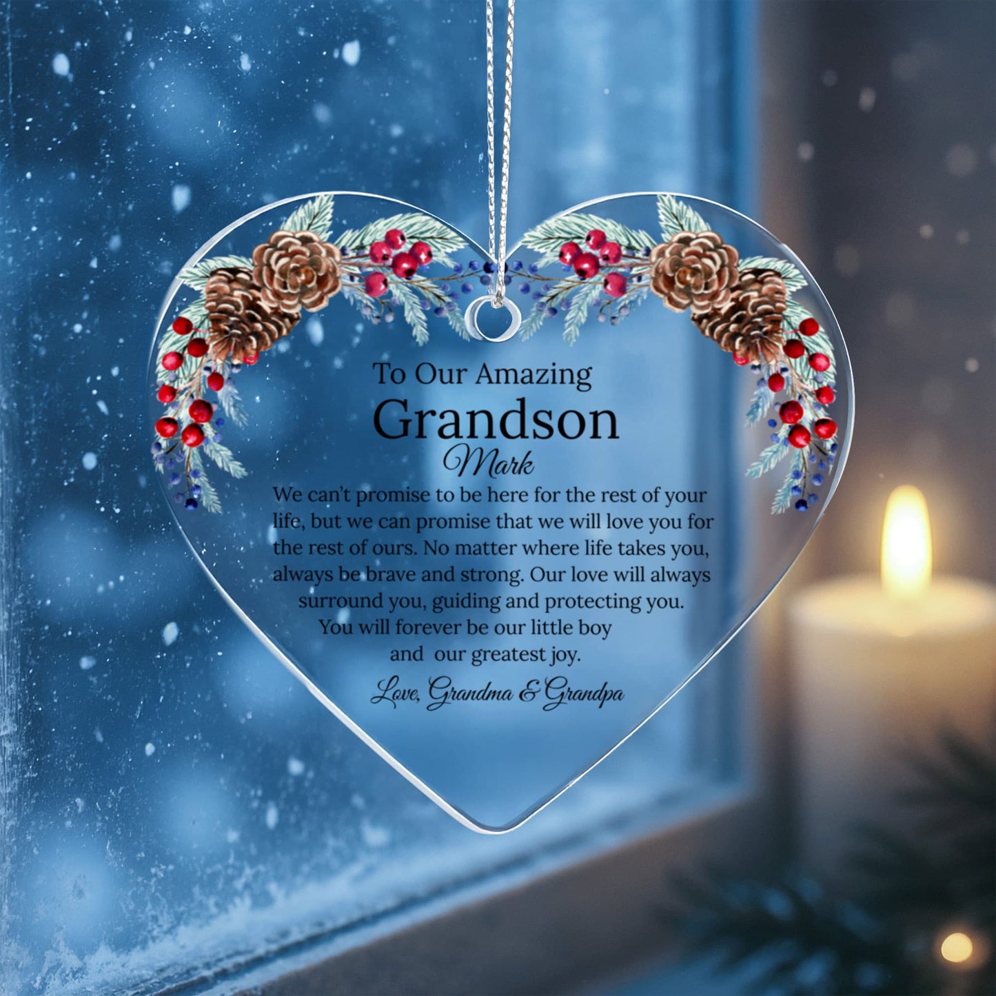 Grandson Acrylic Heart Ornament