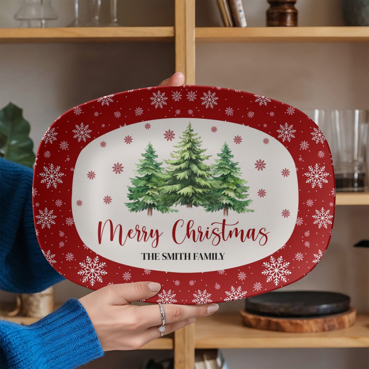 Personalized Christmas Serving Platter, Family Name Holiday Tray, Custom Christmas Platter, Holiday Decor Gift, Festive Serving Dish