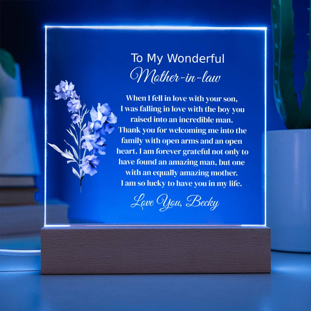 Personalized Mother In Law Lighted Plaque