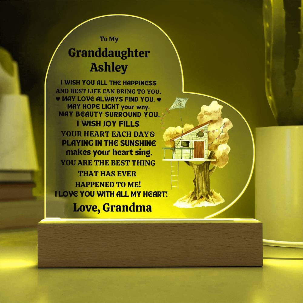 Granddaughter  Personalized LED  Heart Plaque-[Heartfelt Family Gift]