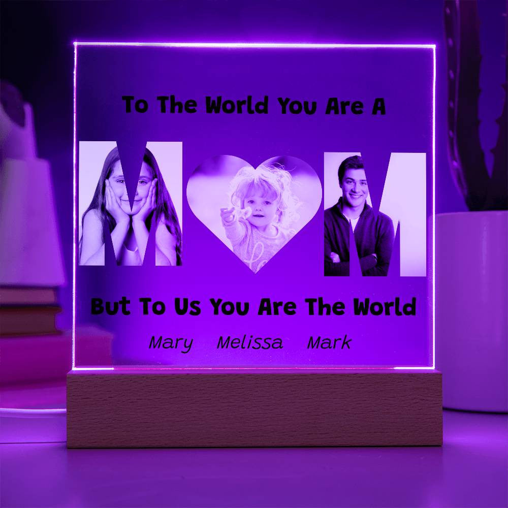 Mom Photo Acrylic Plaque with Kids Names-[Heartfelt Family Gift]